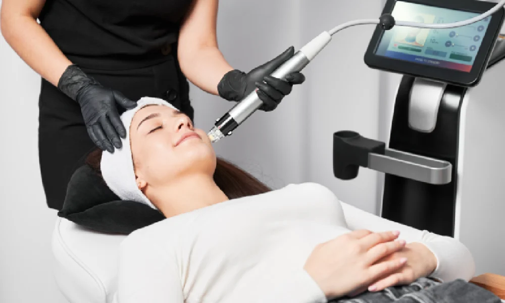 Women receiving Microneedling with PRF in Salado, TX