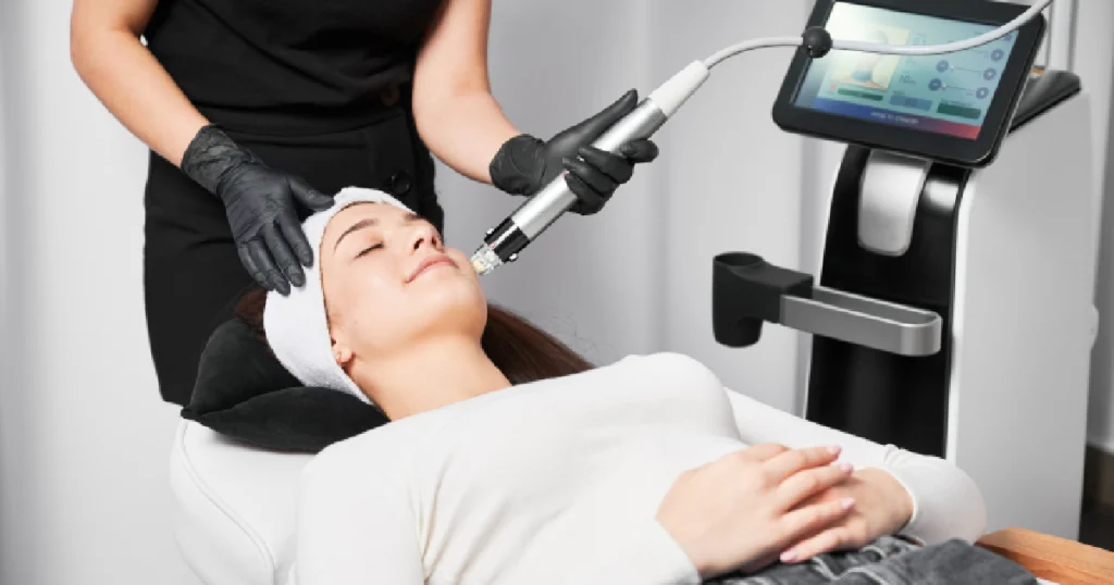 Women receiving Microneedling with PRF in Salado, TX