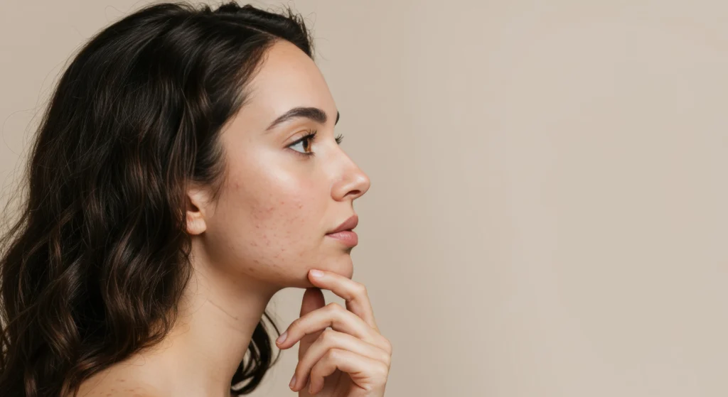 A Young female with acne on her face | Acne treatment at the Parlour at the Village in Salado, TX